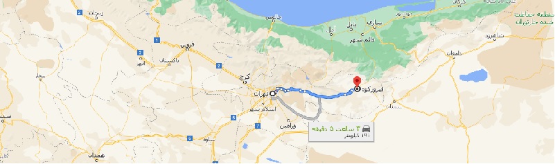 فاصله تهران تا فیروزکوه با نقشه