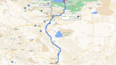 فاصله اصفهان تا محمود آباد با نقشه
