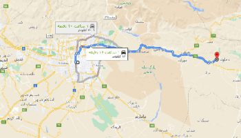 فاصله تهران تا دماوند با نقشه