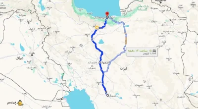 فاصله شیراز تا فریدونکنار