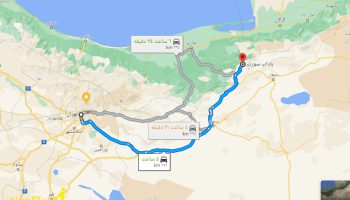 فاصله تهران تا باداب سورت از سه جاده