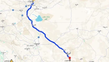 فاصله تهران تا مهریز